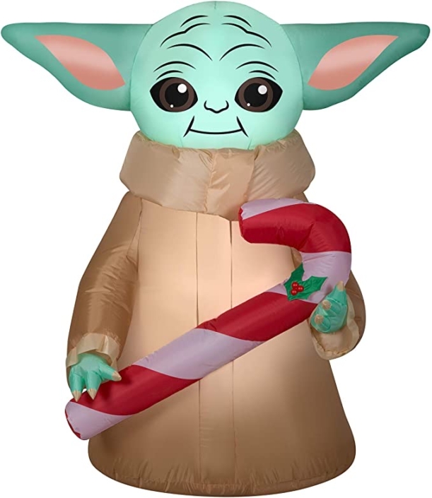 Gemmy 4.5Ft. The Child Baby Yoda Holding Candy Cane Christmas Airblown